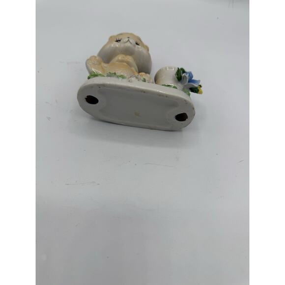 Vintage Bear with Flowers and Pot-Porcelain Toothpick Holder 1950'S - Picture 7 of 10